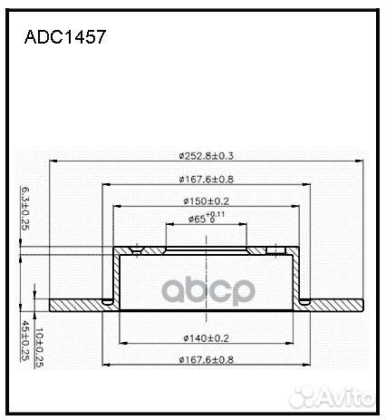 Диск тормозной зад ADC1457 allied nippon