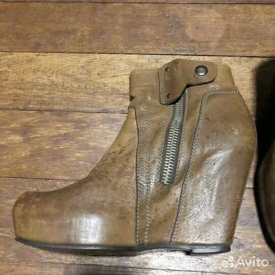 Rick owens Women's Brown Leather Wedge Ankle Boots