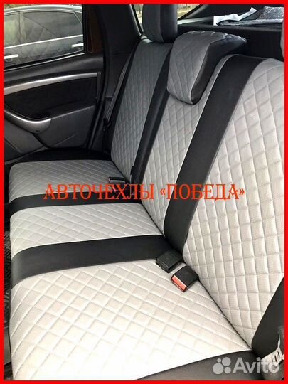 Чехлы Renault Duster 1 из экокожи чёрно-серые Ромб