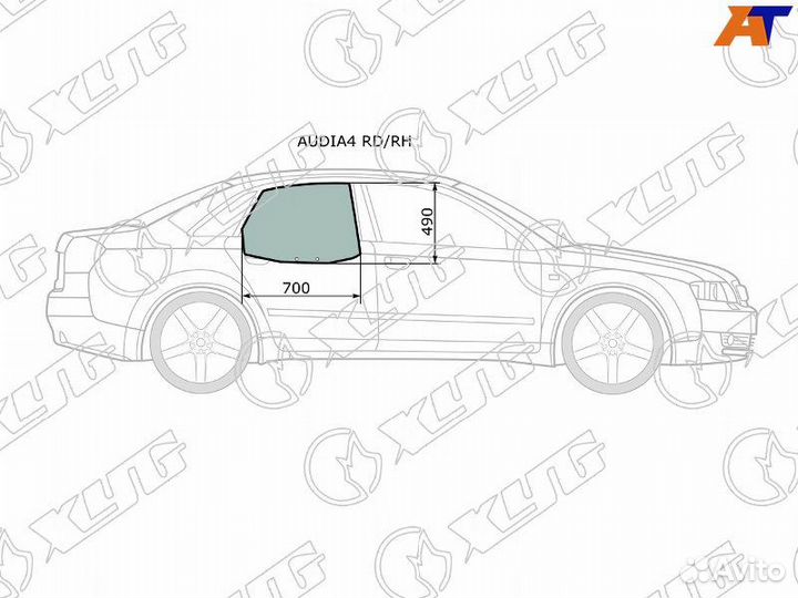 Стекло двери задней правой Audi A4 B5 рестайлинг
