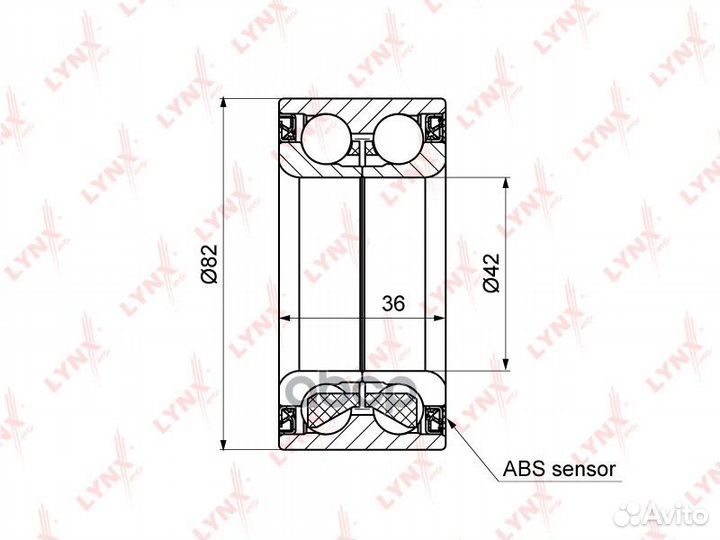 Подшипник ступицы передний с ABS (36x42x82) под