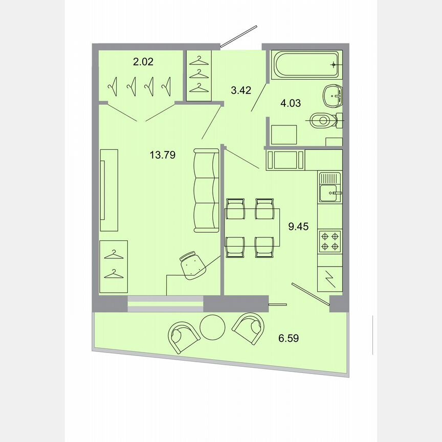 1-к. квартира, 34 м², 6/15 эт.