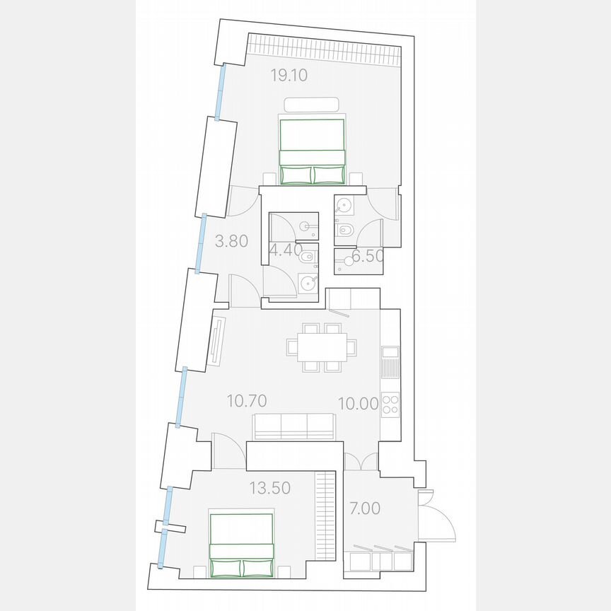 2-к. квартира, 75 м², 5/7 эт.