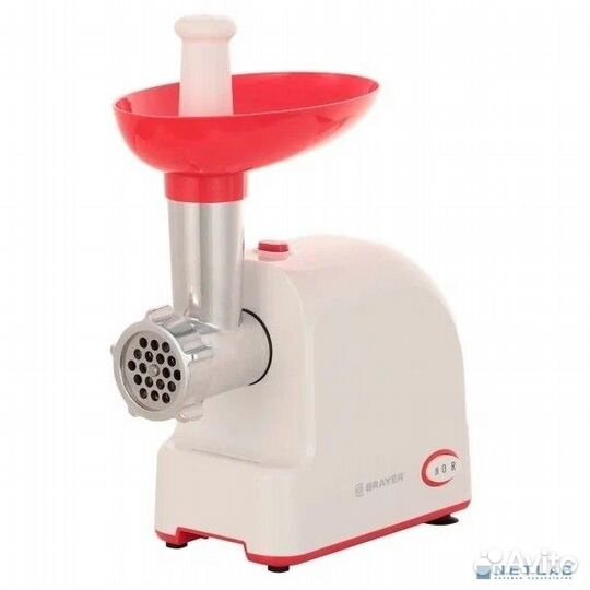 Brayer 1603BR Мясорубка 1500 Вт, реверс, белый/кра