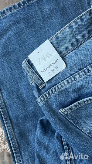 Джинсы zara 38 широкие прямые