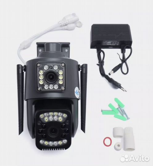 Камера видеонаблюдения с сим картой 4g 2 объектива
