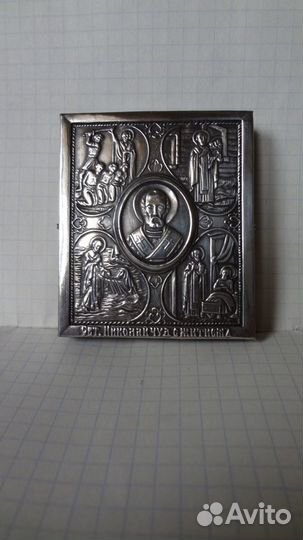 Икона Николай Чуд.,серебро 84