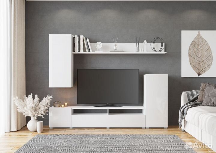 Стенка Лира мдф Белый глянец