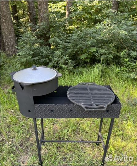 Мангал с печью под казан 10 л. 3 мм