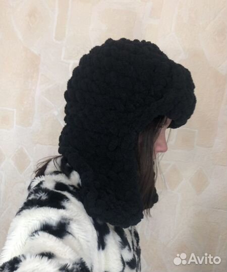 Шапка ушанка из Ализе пуффи