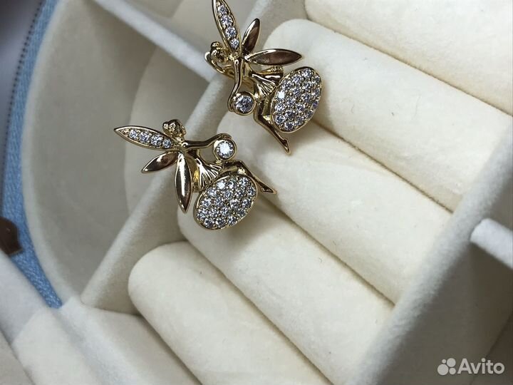 Серьги Фея покрытие золото новые люкс