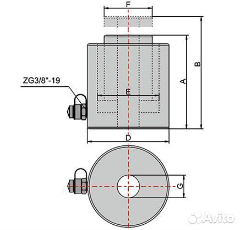 Домкрат с полым штоком дп20-200П (20т, ход 200мм)