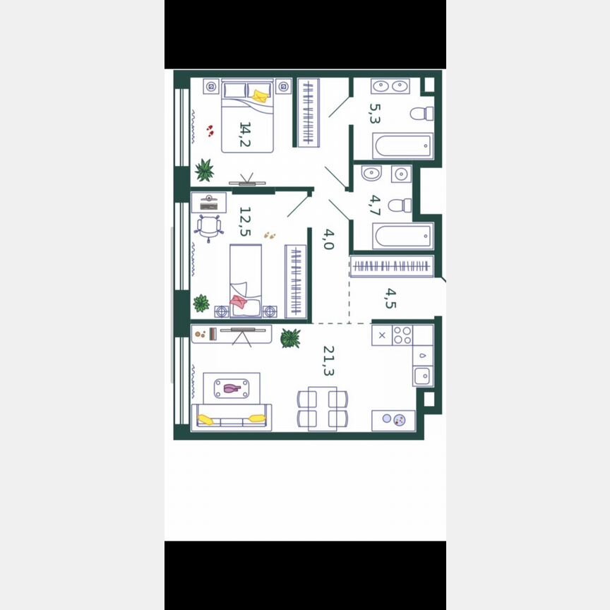 2-к. квартира, 66,5 м², 13/13 эт.