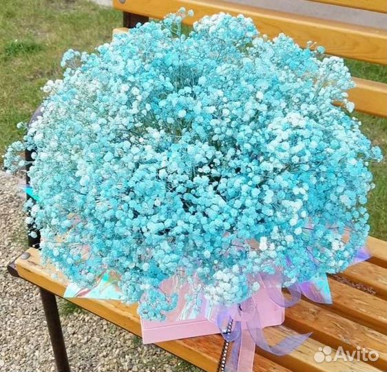 Букет голубой гипсофилы, доставка цветов