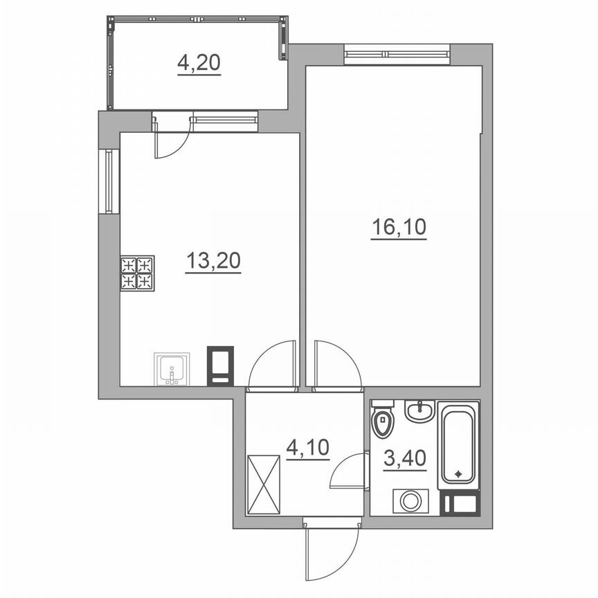 2-к. квартира, 41 м², 6/6 эт.