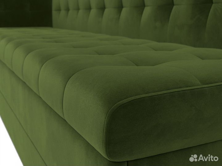 Диван кухонный Бриз с углом слева, микровельвет, зеленый