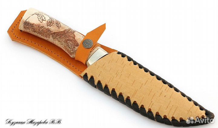 Авторский нож Овод 2 Х12мф мельхиор кость чехол