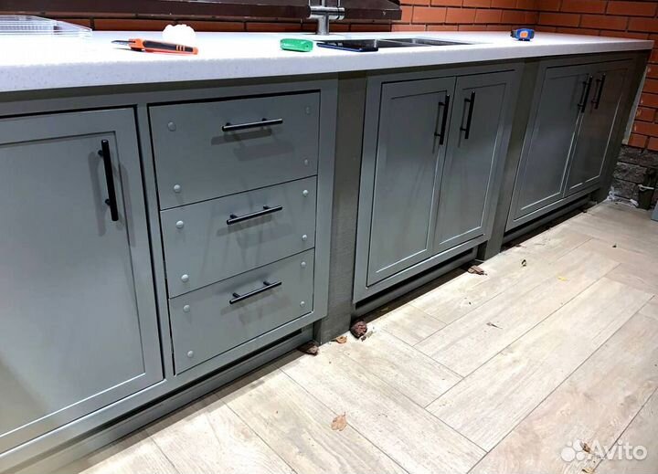 Кухня лофт из дерева и металла