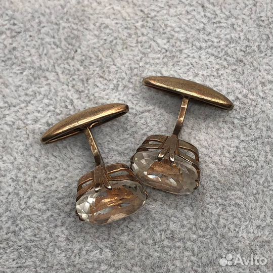 Серебряные запонки с хрусталем, 875 проба