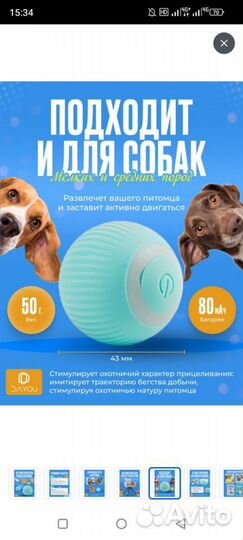 Интерактивный мячик для кошек и собак