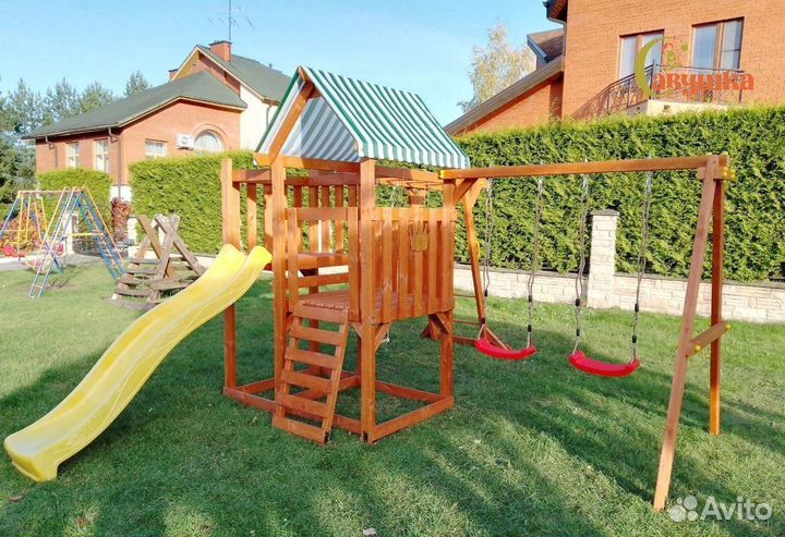 Детский спортивный комплекс с крышей для дачи