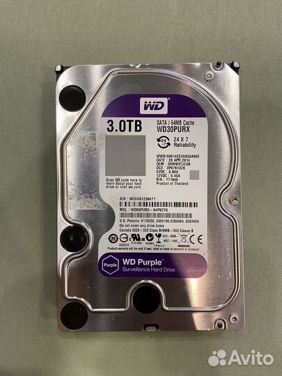 Жесткий диск western digital purple 3.0TB