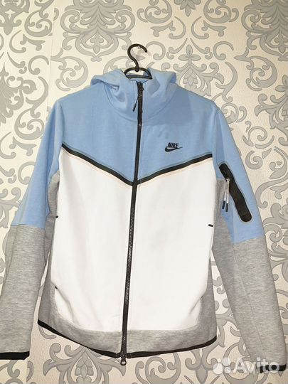 Зип худи nike tech fleece голубая
