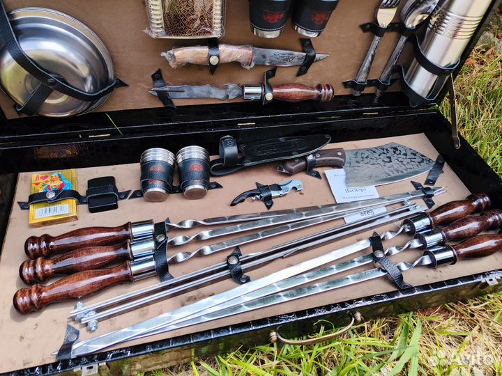 Шашлычный набор подарочный, нож ст.65х13