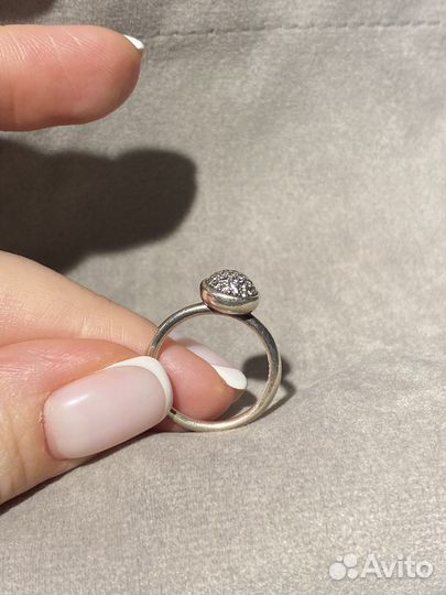 Серебряные серьги кольцо подвеска Pandora