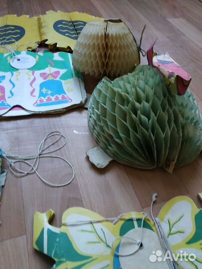 Новогодние флажки гирлянды конфетти СССР прищепки