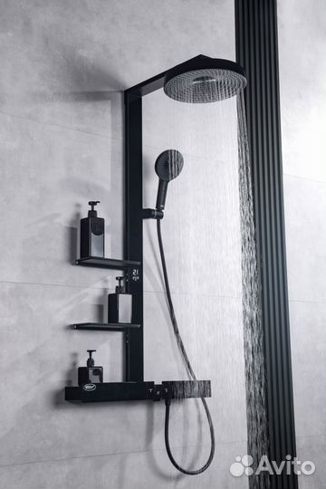 Душевая система со смесителем черная