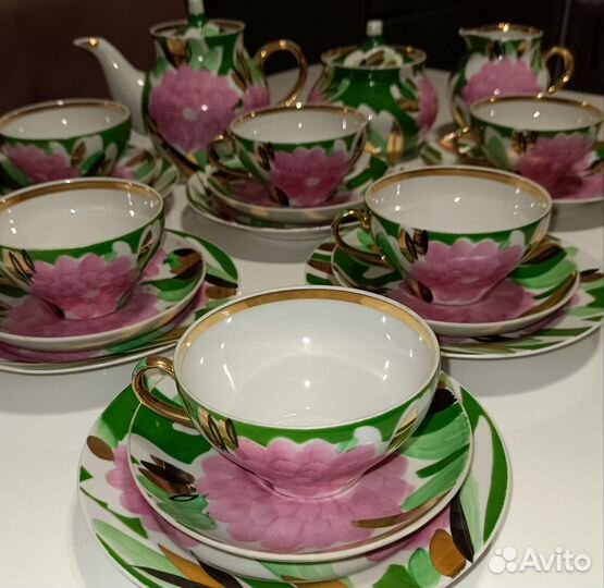 Чайный сервиз СССР дулево Пионы(Астры,Георгины)
