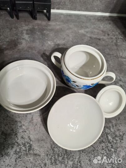 Маслёнка и сахарница фарфор СССР полонное