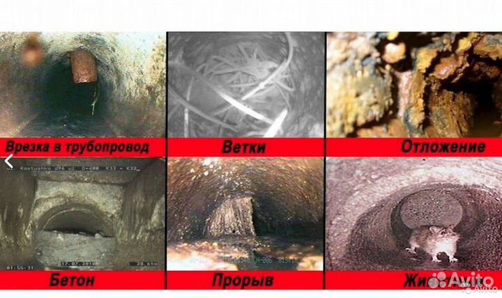 Прочистка канализации Устранить засор Видео труб
