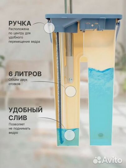 Швабра с ведром и отжимом новая