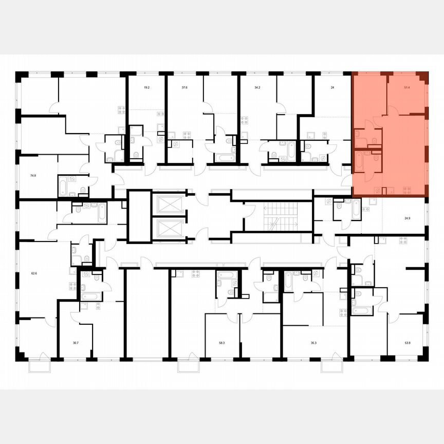 2-к. квартира, 51,4 м², 11/16 эт.