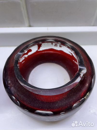 Рубиновое стекло Эгерманн пепельница с рюмкой