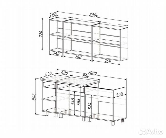 Кухонный гарнитур дакота 2м