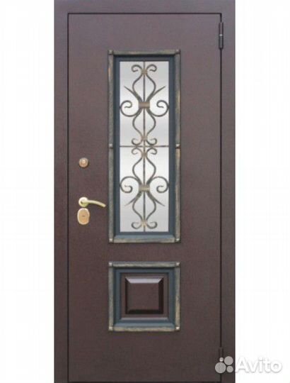 Входная дверь с ковкой Венеция Беленый дуб