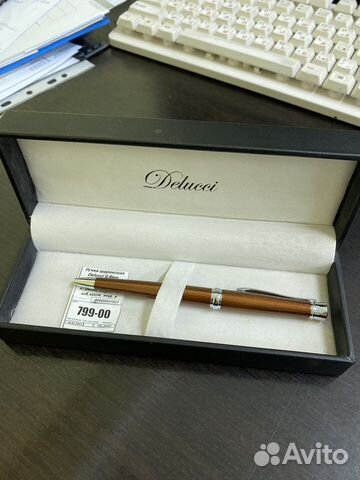 Ручка шарик чёрн Delucci в подар коробке