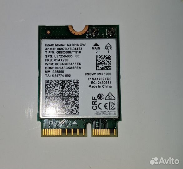 Intel AX201 WiFi M.2 2230 Bluetooth WI-Fi 2.4+5Ггц