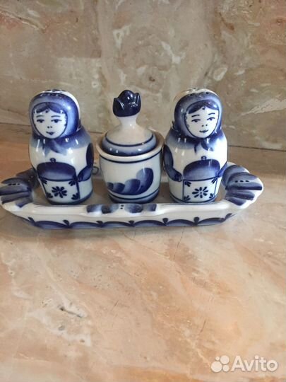 Солонка и перечница набор СССР гжель