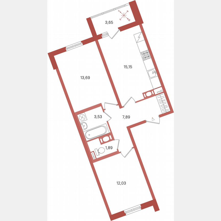 2-к. квартира, 56 м², 4/11 эт.