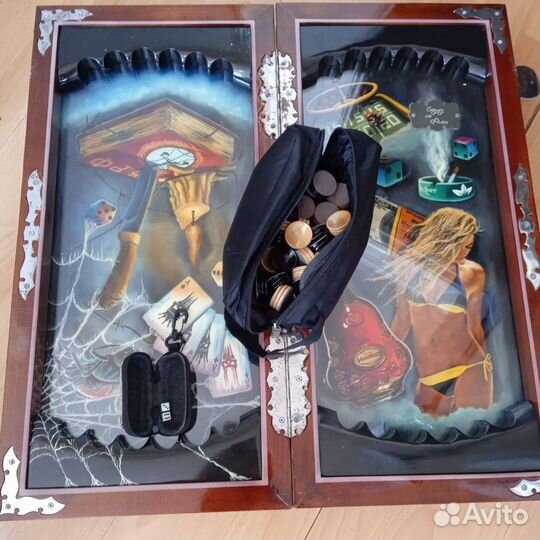 Нарды ручной работы со стеклом