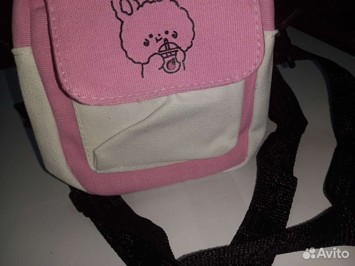 Женская сумка на плечо, розовая с принтом