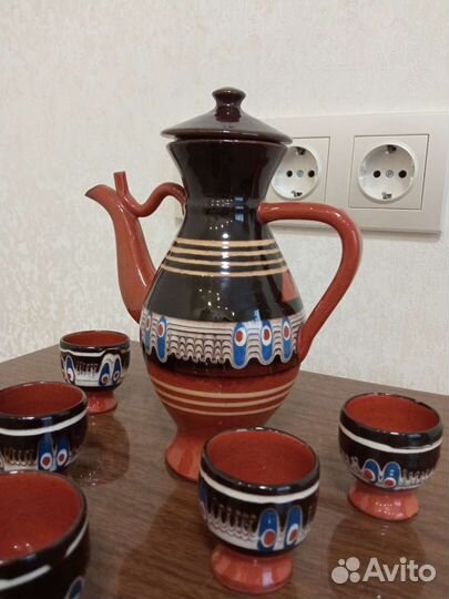 Глиняный кувшин и 5стопок из СССР