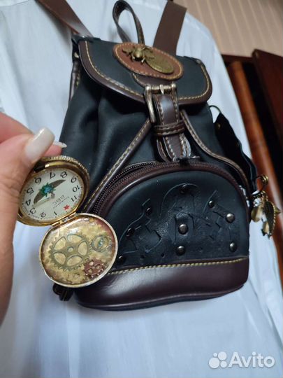 Рюкзак кожа натуральная стимпанк готик аксессуар