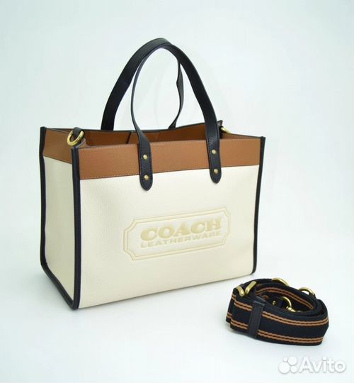 Сумка coach tote field натуральная кожа