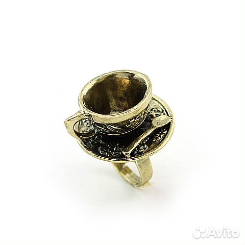 Безразмерное винтажное ретро-кольцо «Чашка кофе»