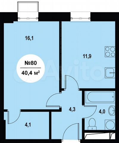1-к. квартира, 40,4 м², 2/10 эт.